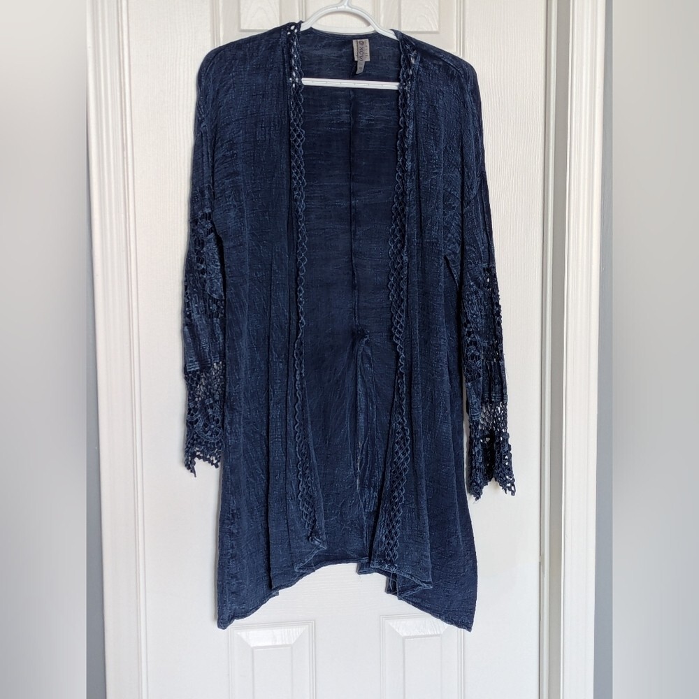 NWOT XCVI Long Lightweight Open-Front Cardigan/Sweater/Jacket With Cutouts - Picture 8 of 16